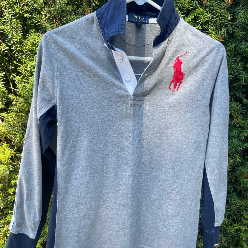 Ralph Lauren Navy and Gray long sleeve polo - Youth